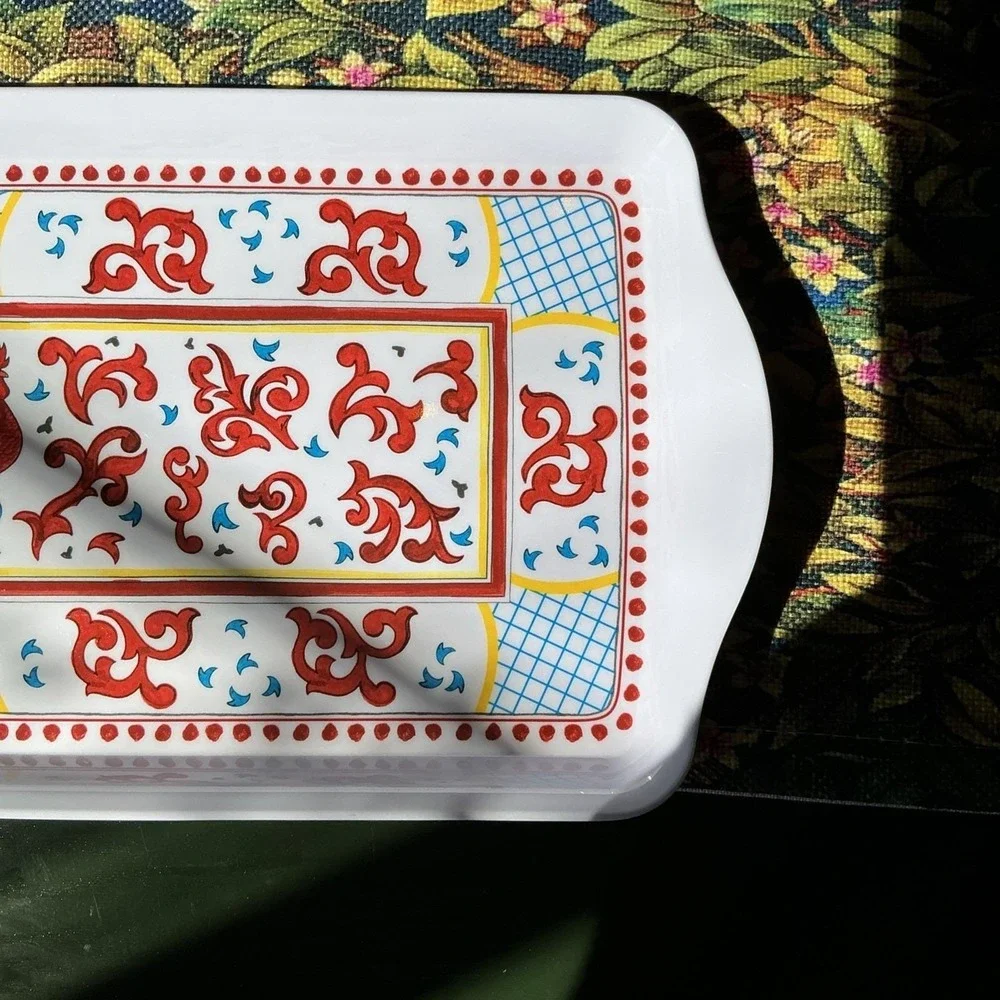 Sur‎ La Table Red Rooster Melamine Handled Serving Tray